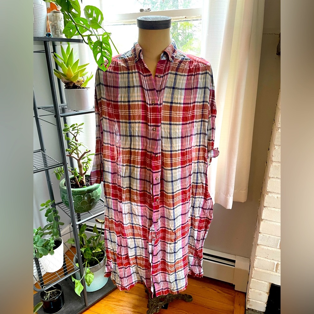 Free People Flannel Shirt Dress